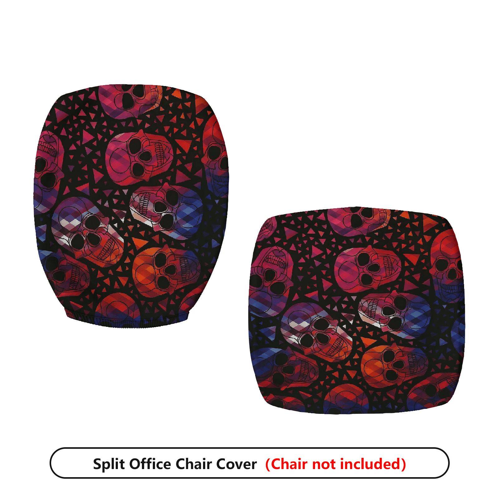 2-Piece Skulls Geometric Pattern Halloween Party Fun  Computer Chair Cover Set, Seat and Backrest
