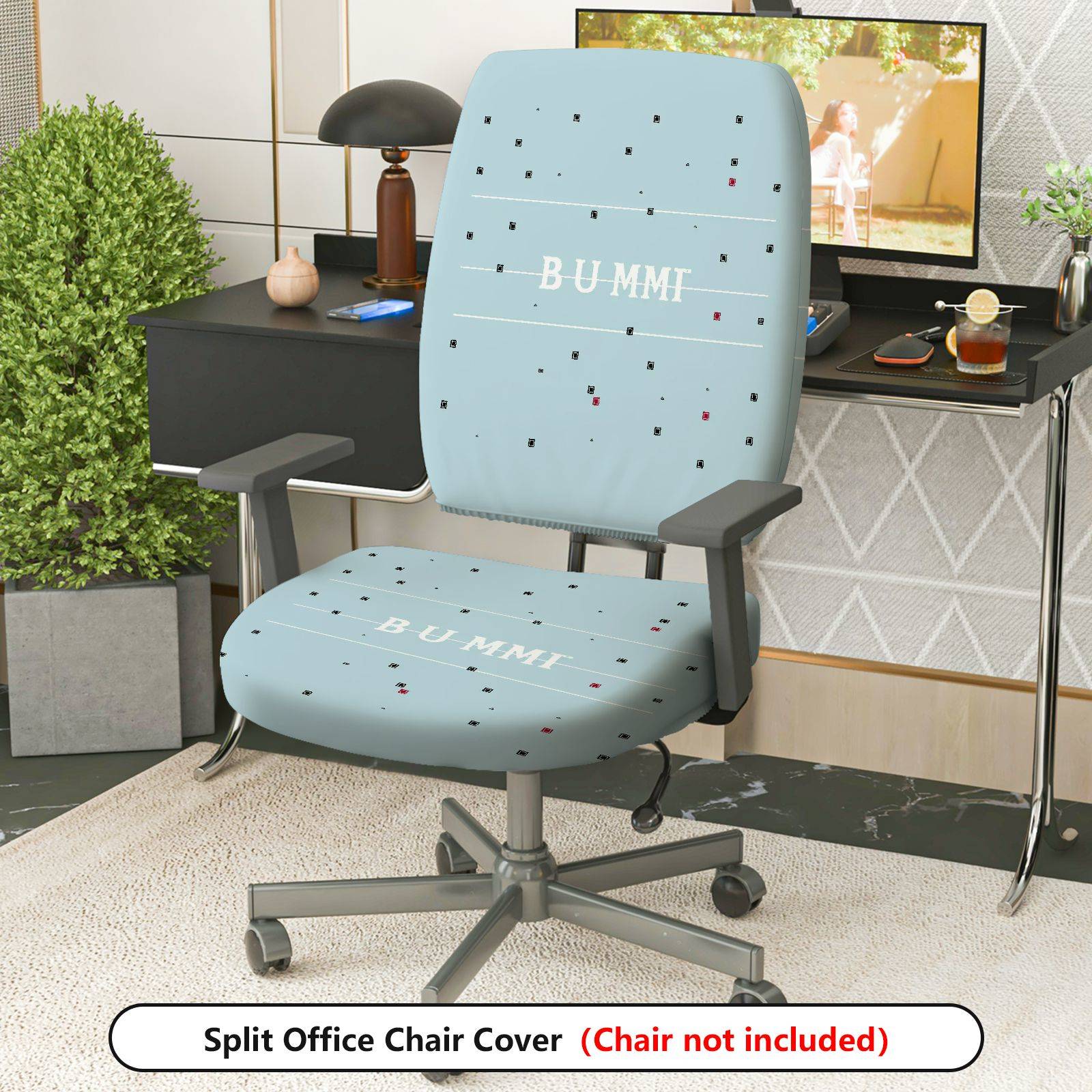 2-Piece Geometric Pattern Simple Modern Abstract  Computer Chair Cover Set, Seat and Backrest