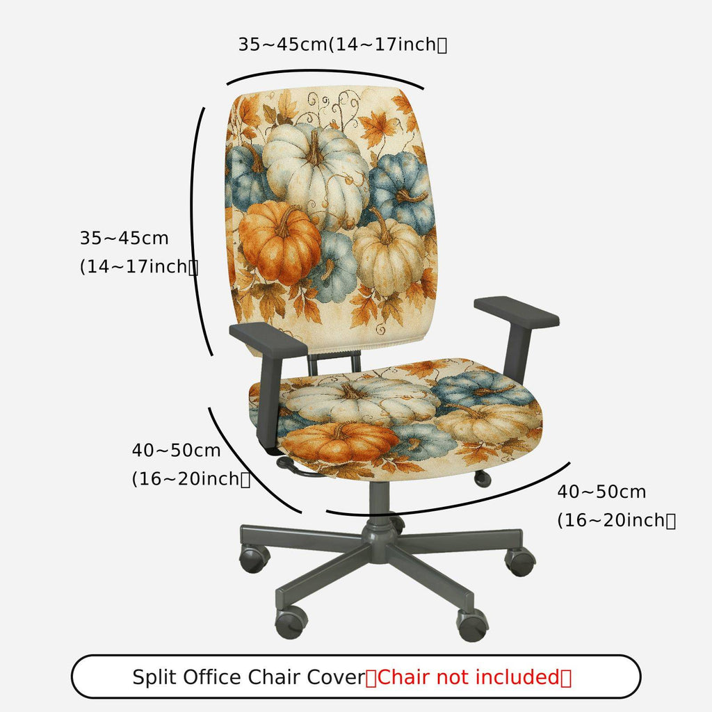 2-Piece Autumn Thanksgiving Pumpkin Harvest Holiday  Computer Chair Cover Set, Seat and Backrest