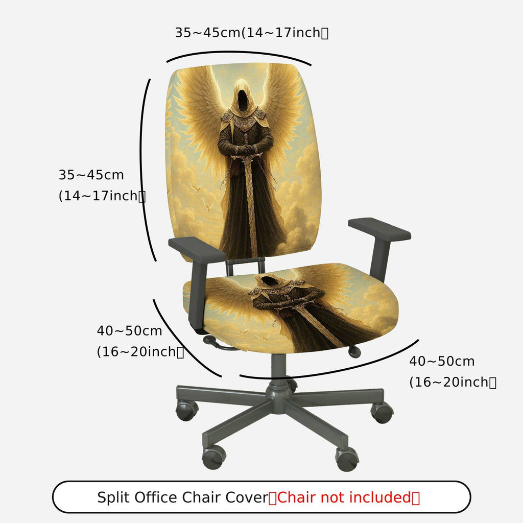 2-Piece Angel Warrior Wings Sword Fantasy Gothic  Computer Chair Cover Set, Seat and Backrest