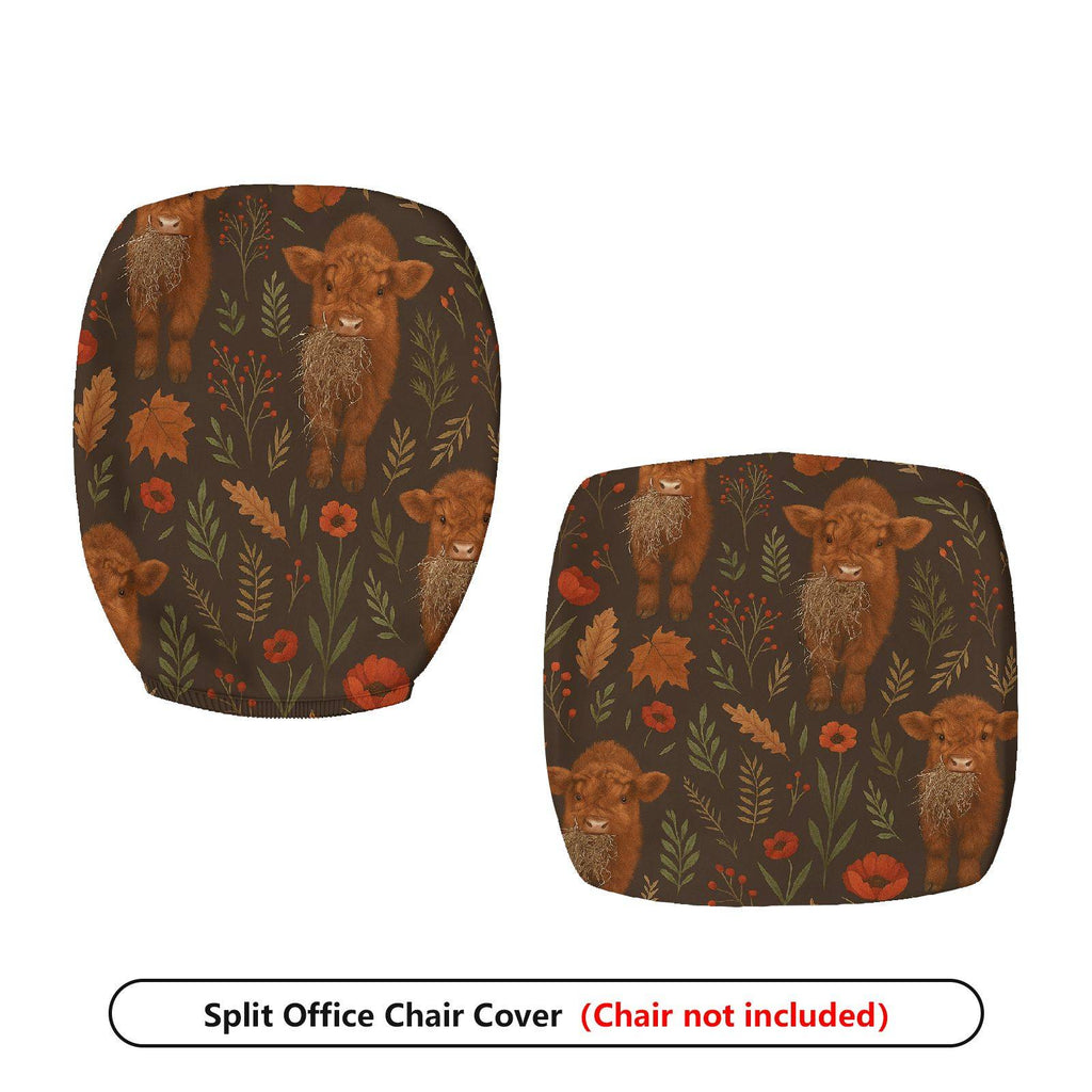 2-Piece Animal Floral Autumn Nature Art  Computer Chair Cover Set, Seat and Backrest
