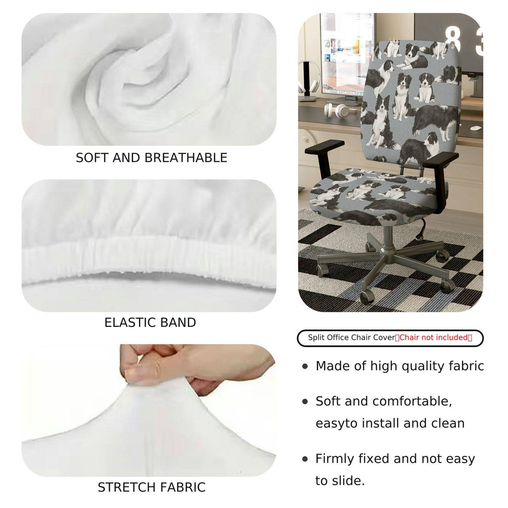 2-Piece Animal Dog Pattern Pet Lover Home  Computer Chair Cover Set, Seat and Backrest