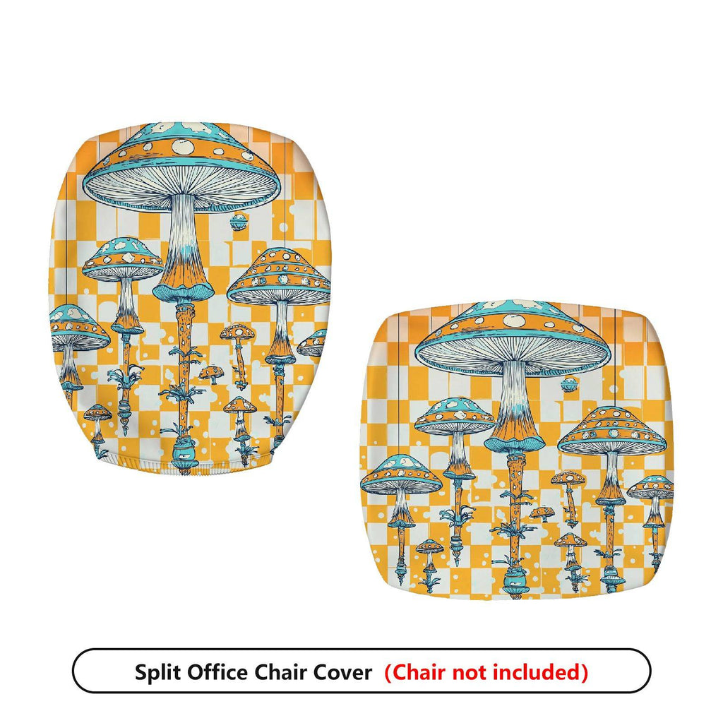2-Piece Funky Colorful Geometric Mushroom Nature Art  Computer Chair Cover Set, Seat and Backrest