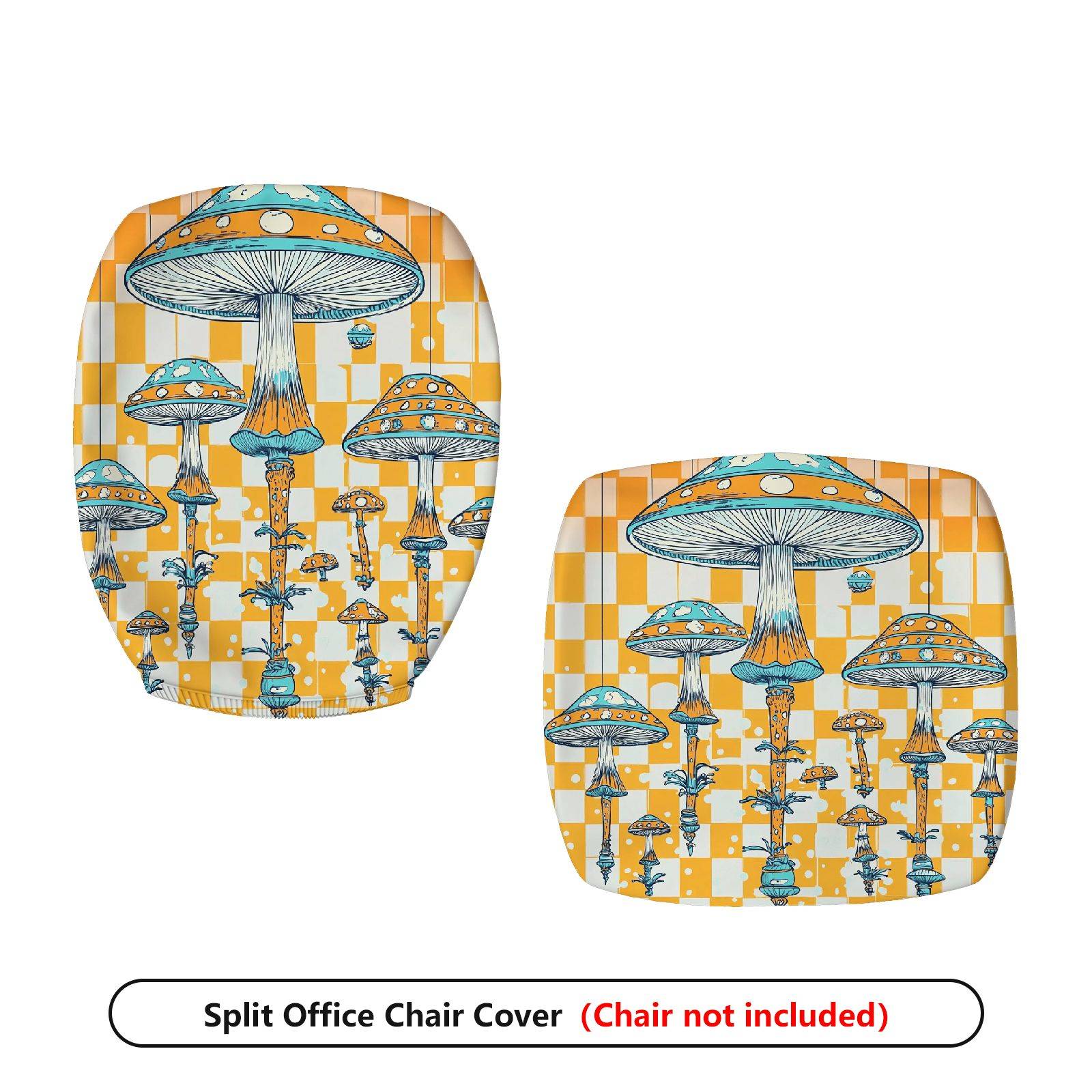 2-Piece Funky Colorful Geometric Mushroom Nature Art  Computer Chair Cover Set, Seat and Backrest