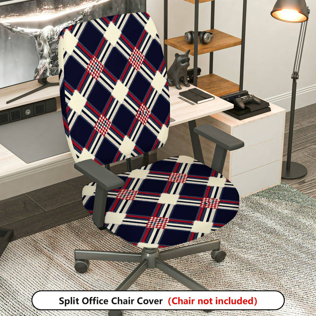 2-Piece Argyle Plaid Geometric Classic Decorative  Computer Chair Cover Set, Seat and Backrest
