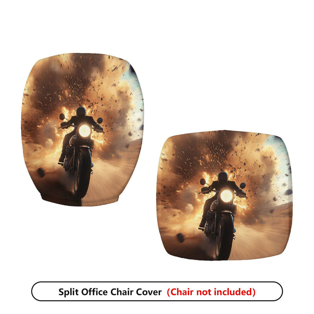 2-Piece Action Explosion Motorcycle Fiery Dynamic  Computer Chair Cover Set, Seat and Backrest