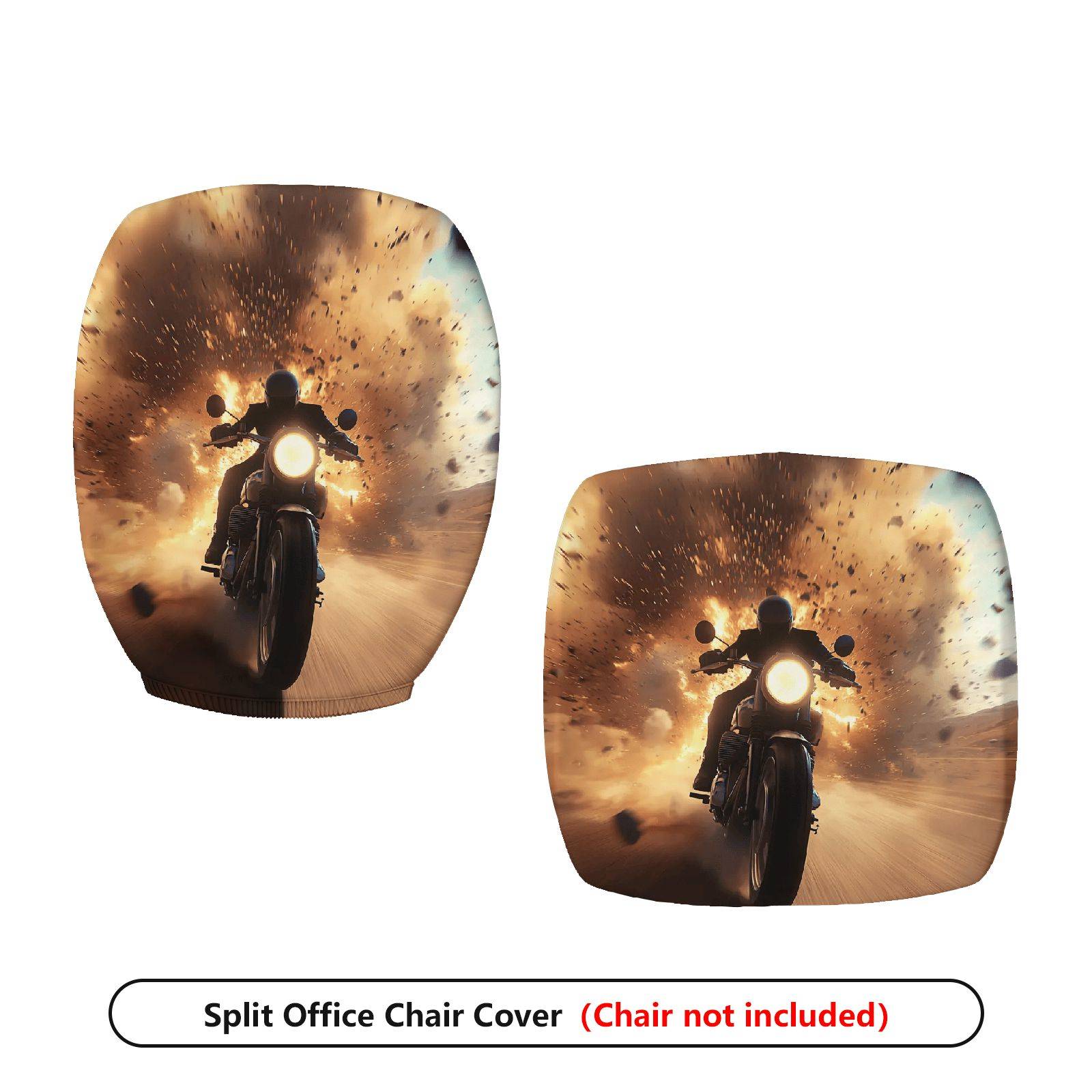 2-Piece Action Explosion Motorcycle Fiery Dynamic  Computer Chair Cover Set, Seat and Backrest