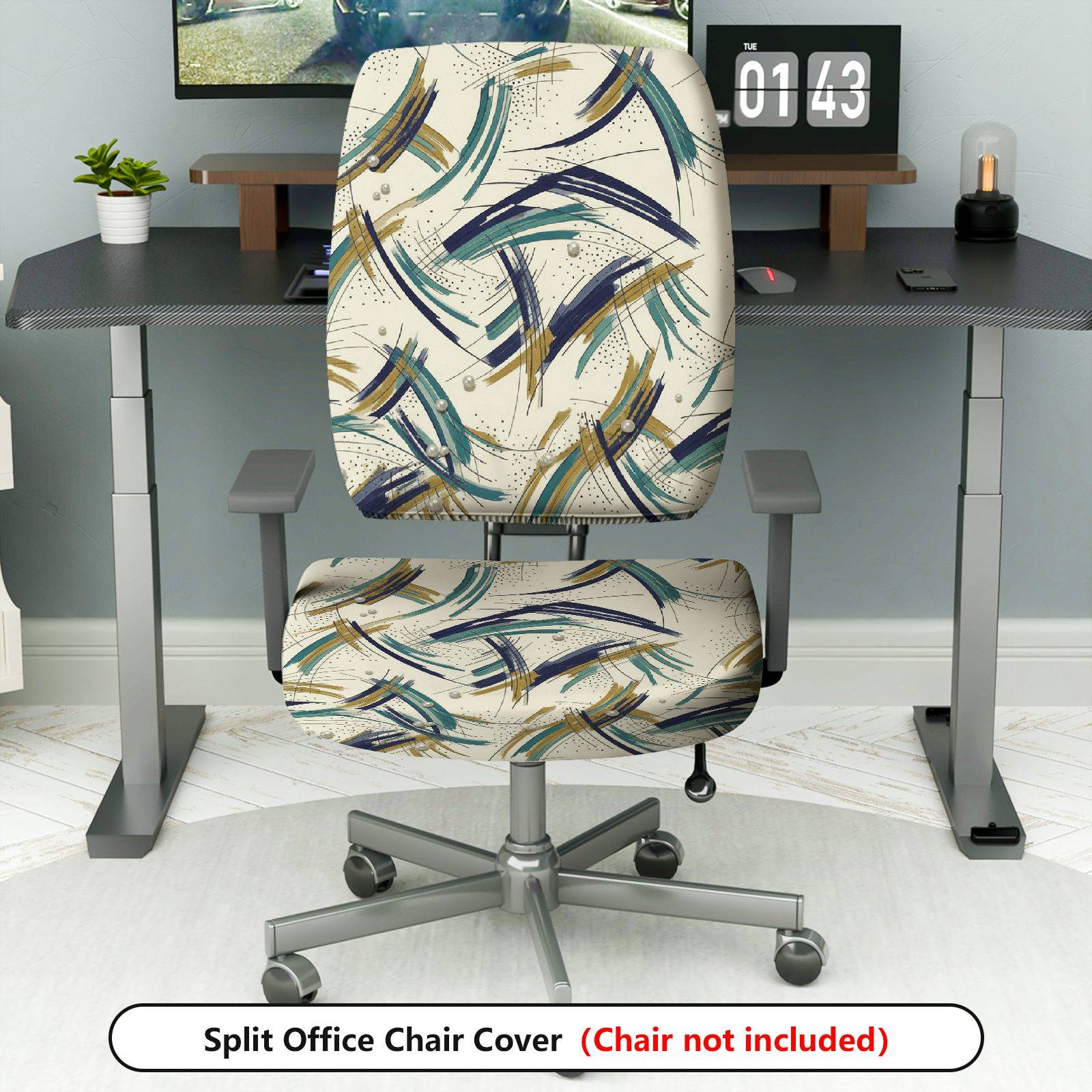 2-Piece Abstract Art Pattern  Computer Chair Cover Set, Seat and Backrest