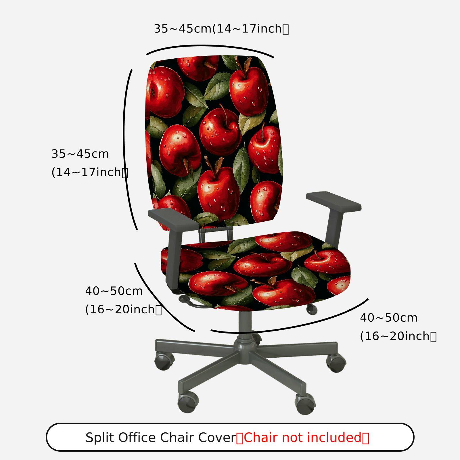 2-Piece Apple Fruit Pattern Home Decor  Computer Chair Cover Set, Seat and Backrest