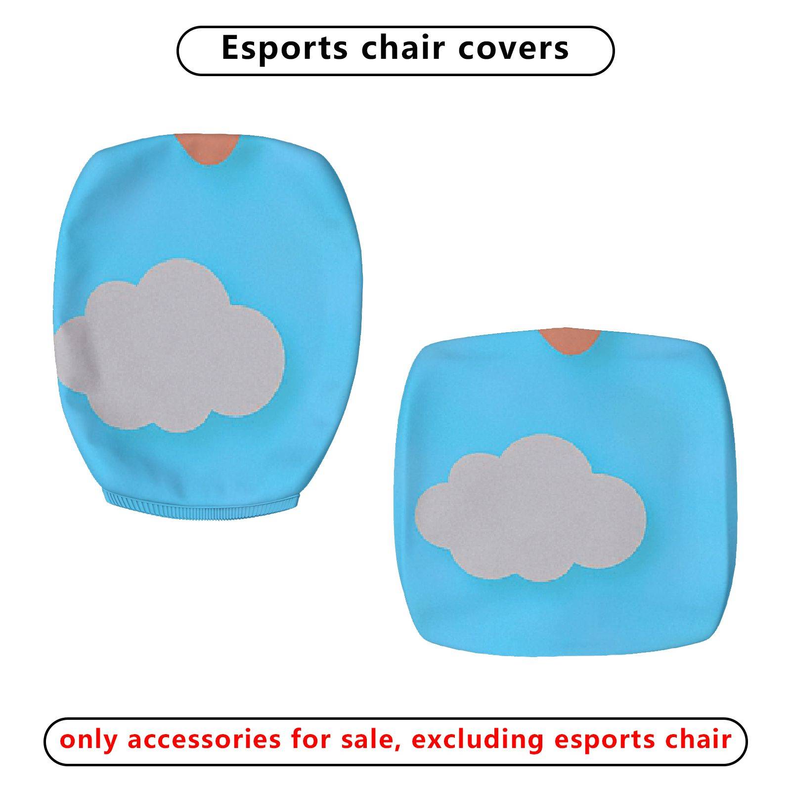 2-Piece Airplane Pattern Blue Cloud Sun Sky  Computer Chair Cover Set, Seat and Backrest