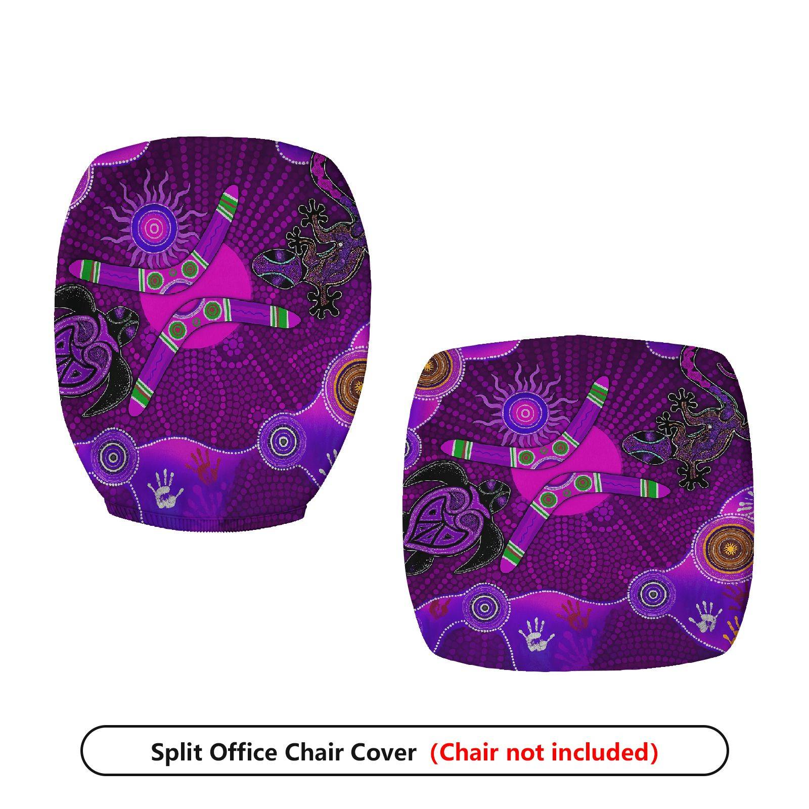 2-Piece Geometric Abstract Artistic Purple Pattern Festival  Computer Chair Cover Set, Seat and Backrest