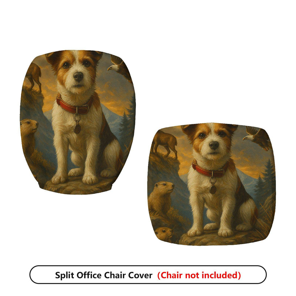 2-Piece Animal Nature Art Dog Wildlife  Computer Chair Cover Set, Seat and Backrest