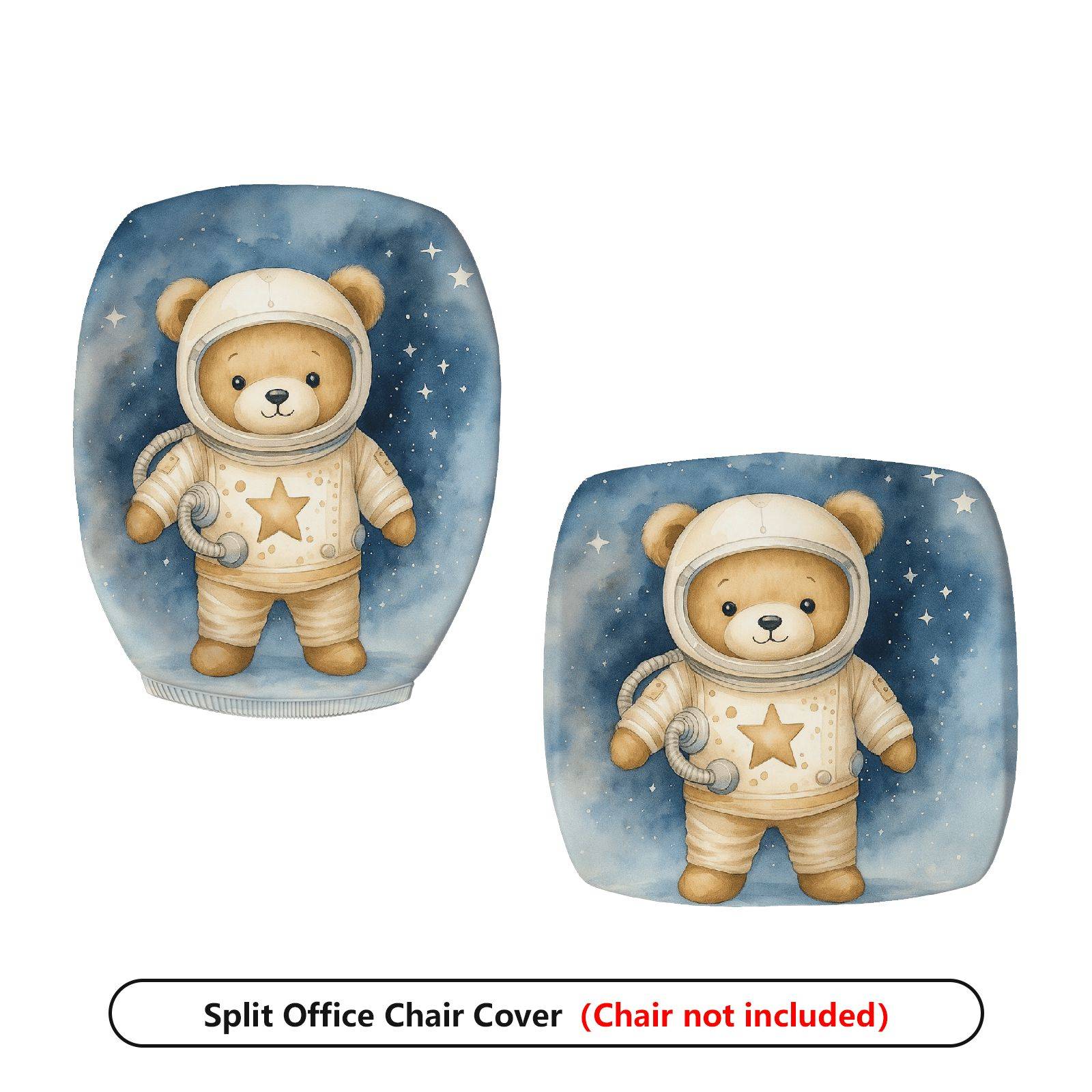 2-Piece Astronaut Bear Starry Sky Universe Space  Computer Chair Cover Set, Seat and Backrest