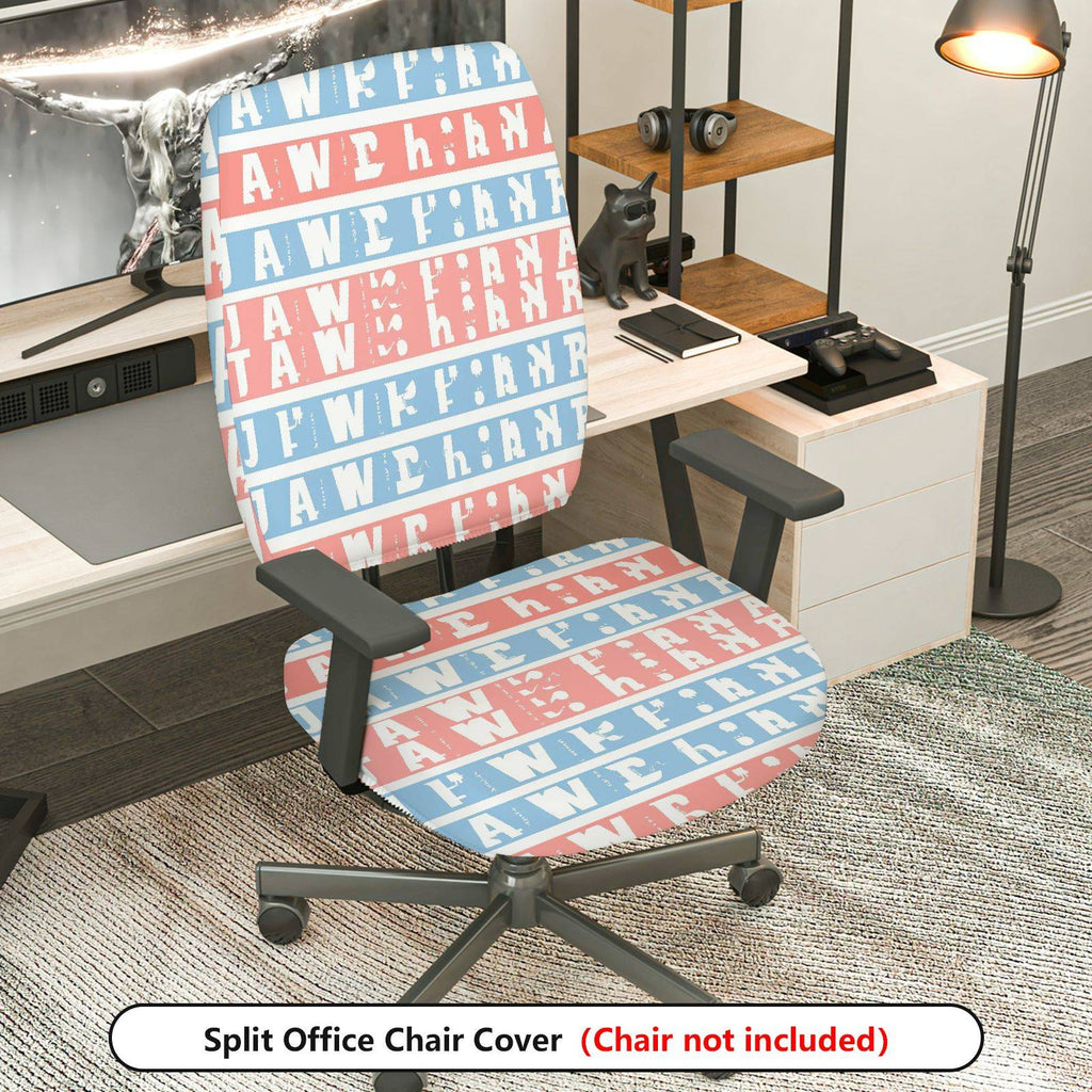 2-Piece American Flag Patriotic Red White Blue Letters Striped  Computer Chair Cover Set, Seat and Backrest