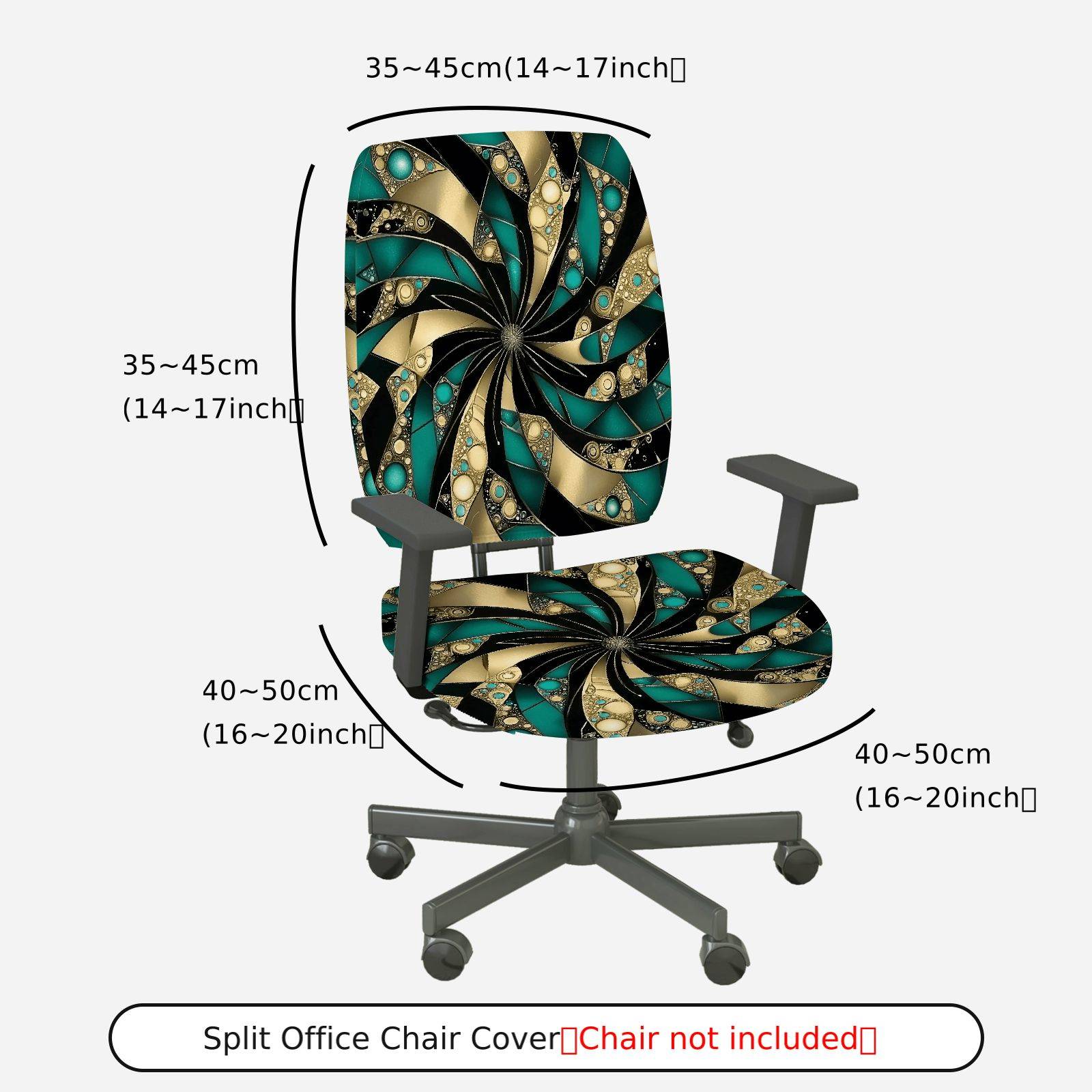 2-Piece Geometric Swirl Art Abstract Modern Chic  Computer Chair Cover Set, Seat and Backrest