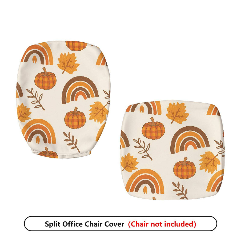 2-Piece Autumn Pumpkin Leaves Rainbow Rustic Festival  Computer Chair Cover Set, Seat and Backrest