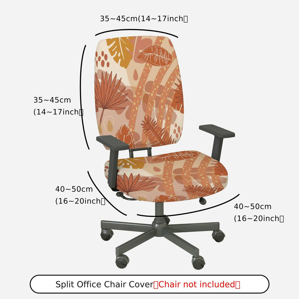 2-Piece Abstract Leaves Nature Art Pattern  Computer Chair Cover Set, Seat and Backrest