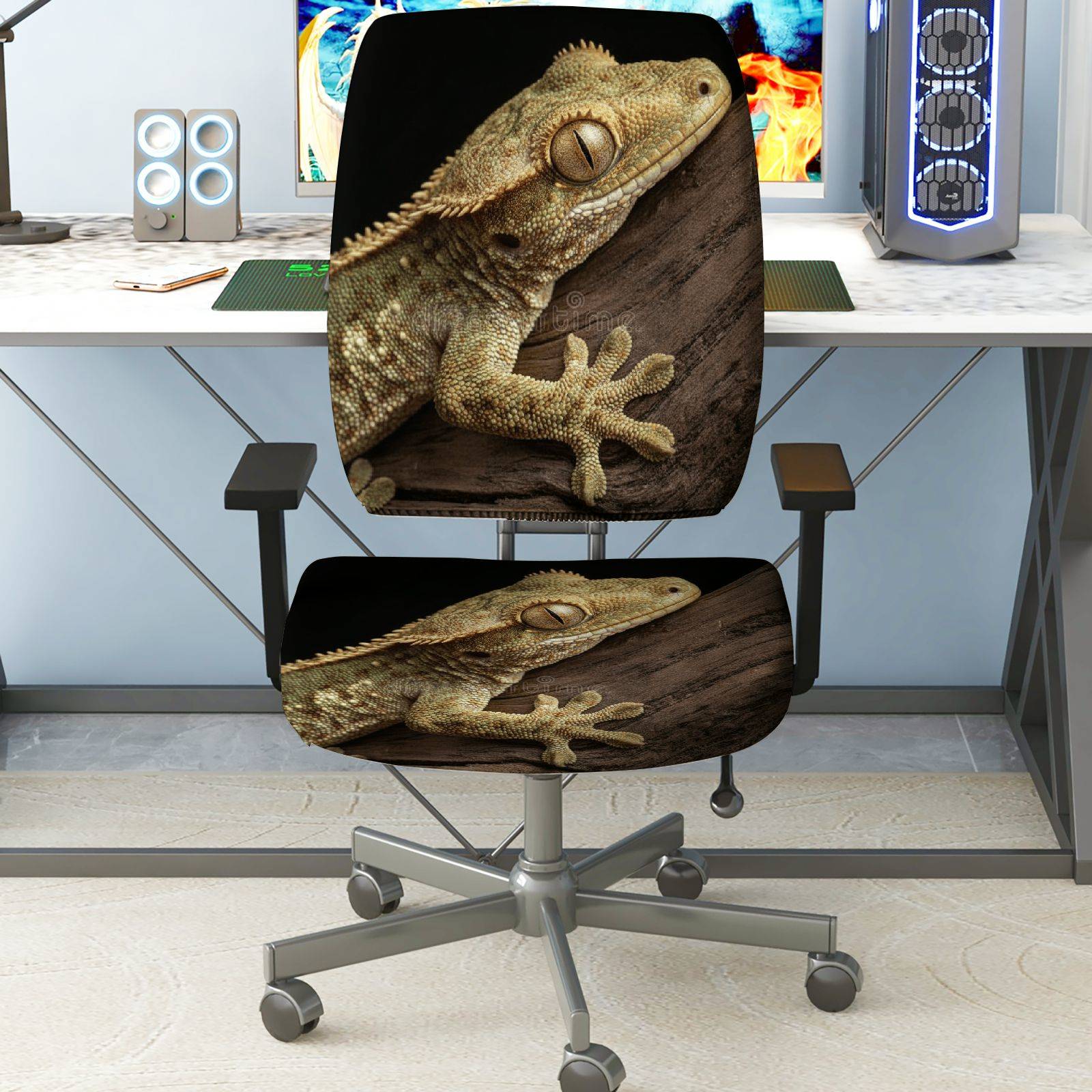 2-Piece Animal Nature Pattern Decorative  Computer Chair Cover Set, Seat and Backrest