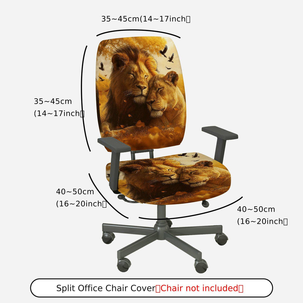 2-Piece Animal Lion Nature Wildlife Love  Computer Chair Cover Set, Seat and Backrest