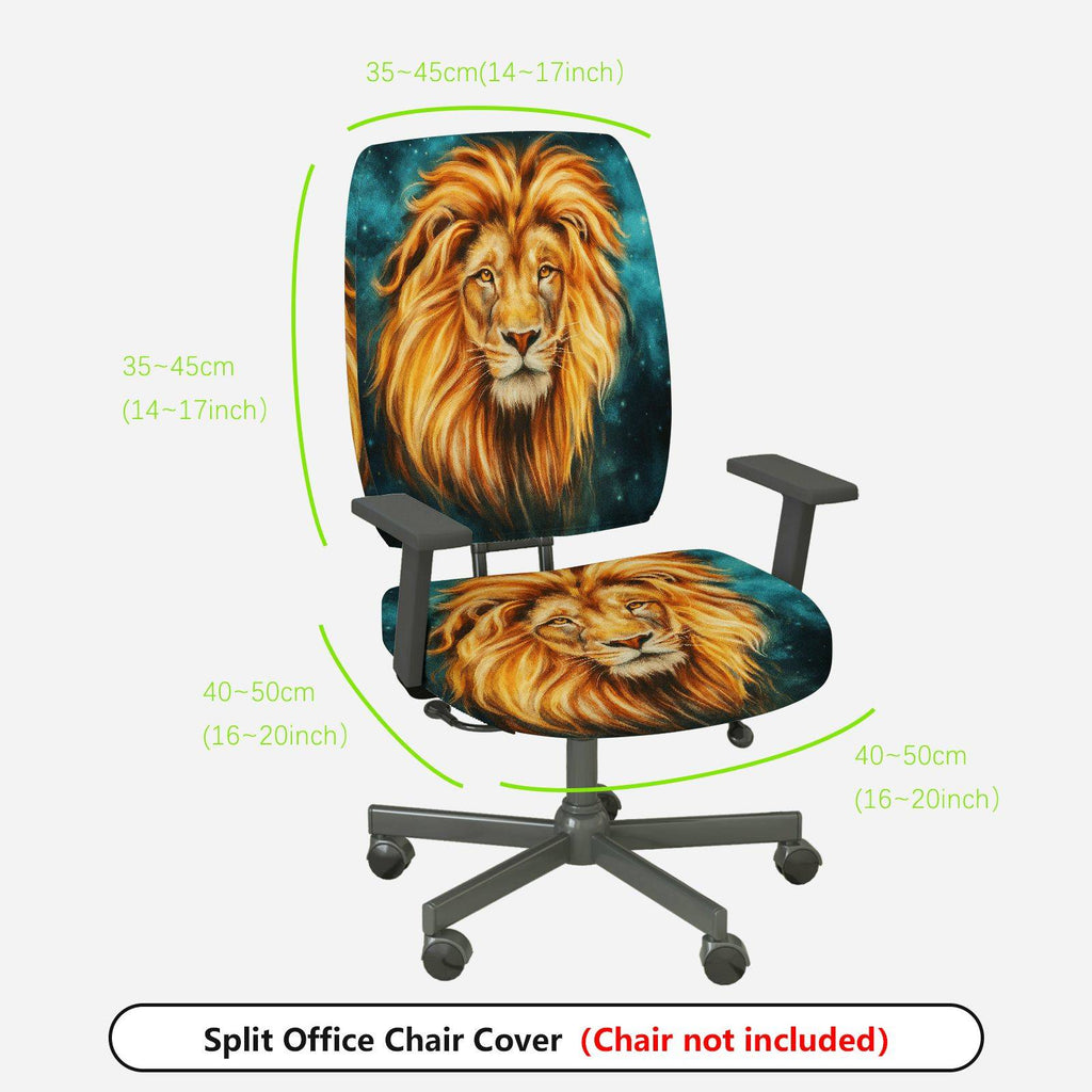 2-Piece Lion Animal Art Decorative Style Vibrant  Computer Chair Cover Set, Seat and Backrest