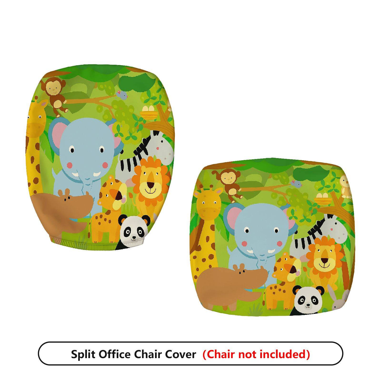 2-Piece Jungle Safari Animal Zoo  Computer Chair Cover Set, Seat and Backrest