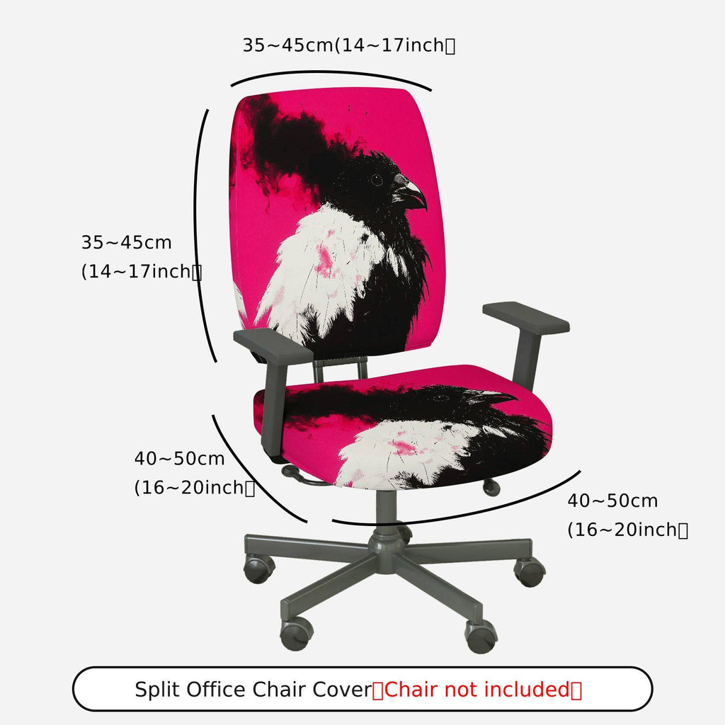 2-Piece Artistic Raven Gothic Dark Bird Pink  Computer Chair Cover Set, Seat and Backrest