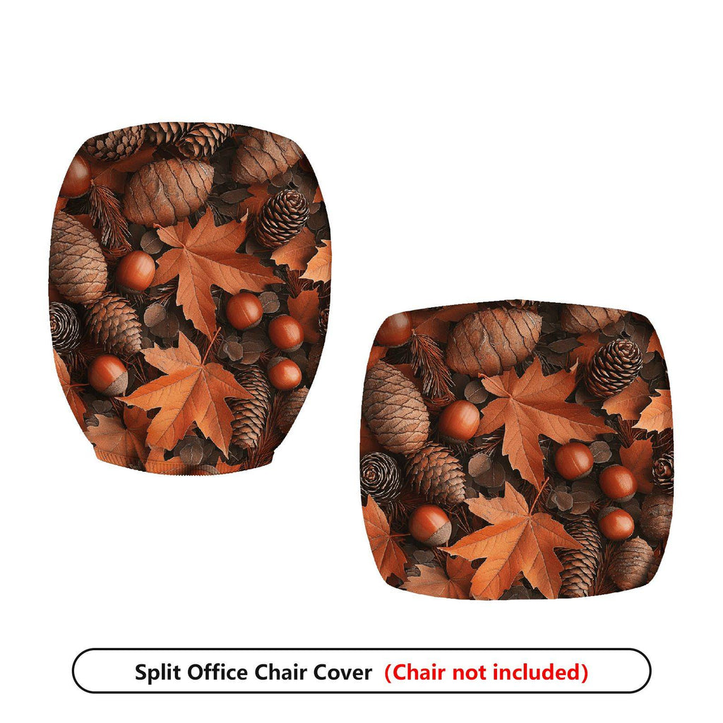 2-Piece Autumn Leaves Pinecones Acorns Seasonal Thanksgiving  Computer Chair Cover Set, Seat and Backrest