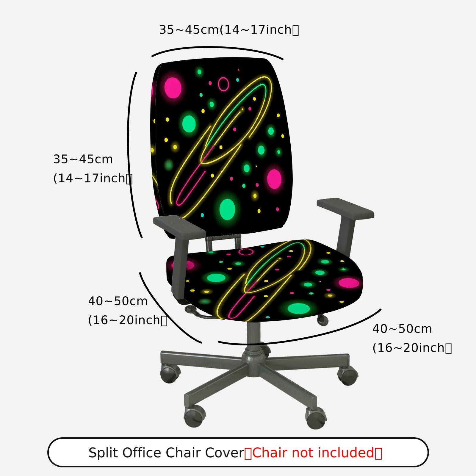 2-Piece Colorful Geometric Pattern  Computer Chair Cover Set, Seat and Backrest