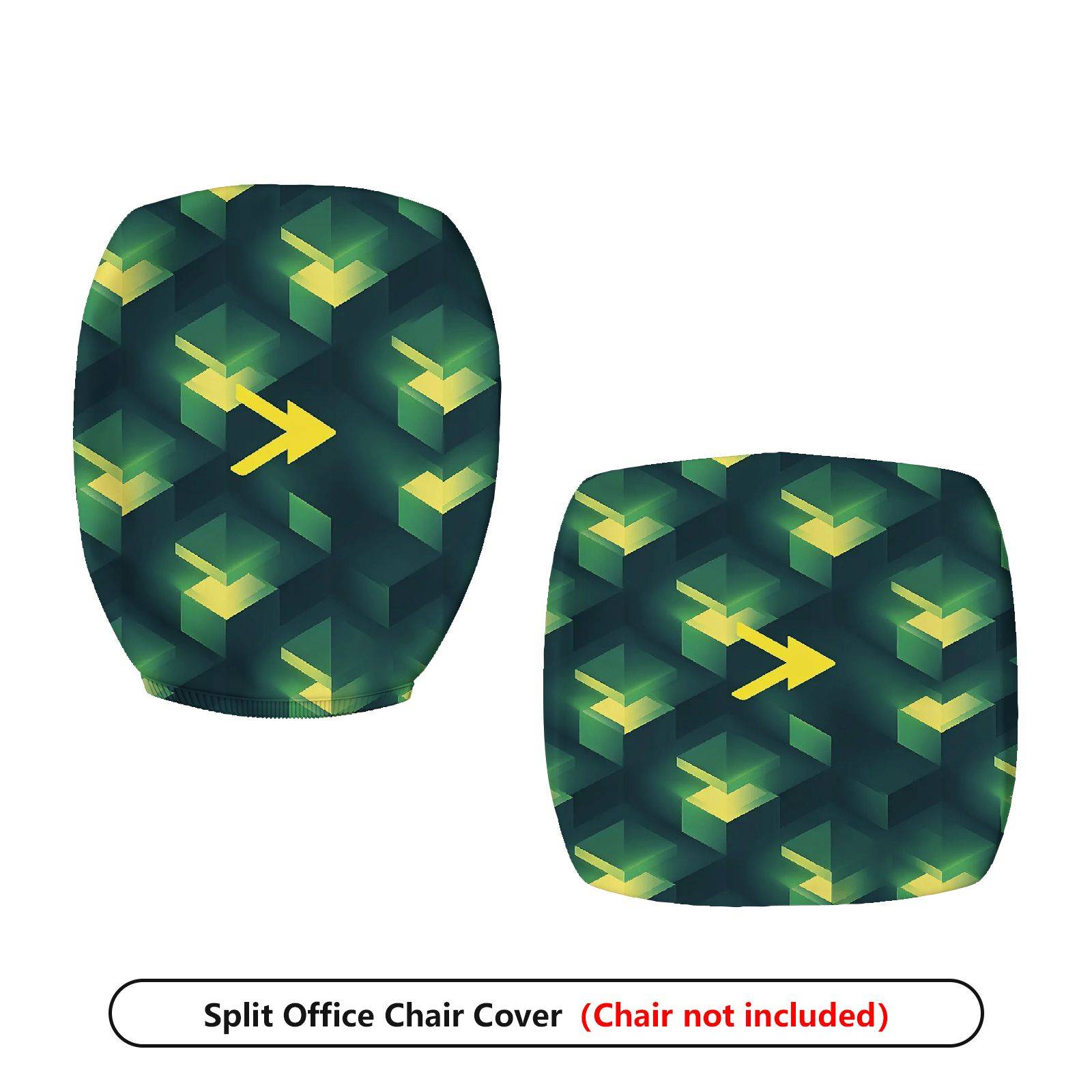 2-Piece Geometric Green Arrow Pattern  Computer Chair Cover Set, Seat and Backrest