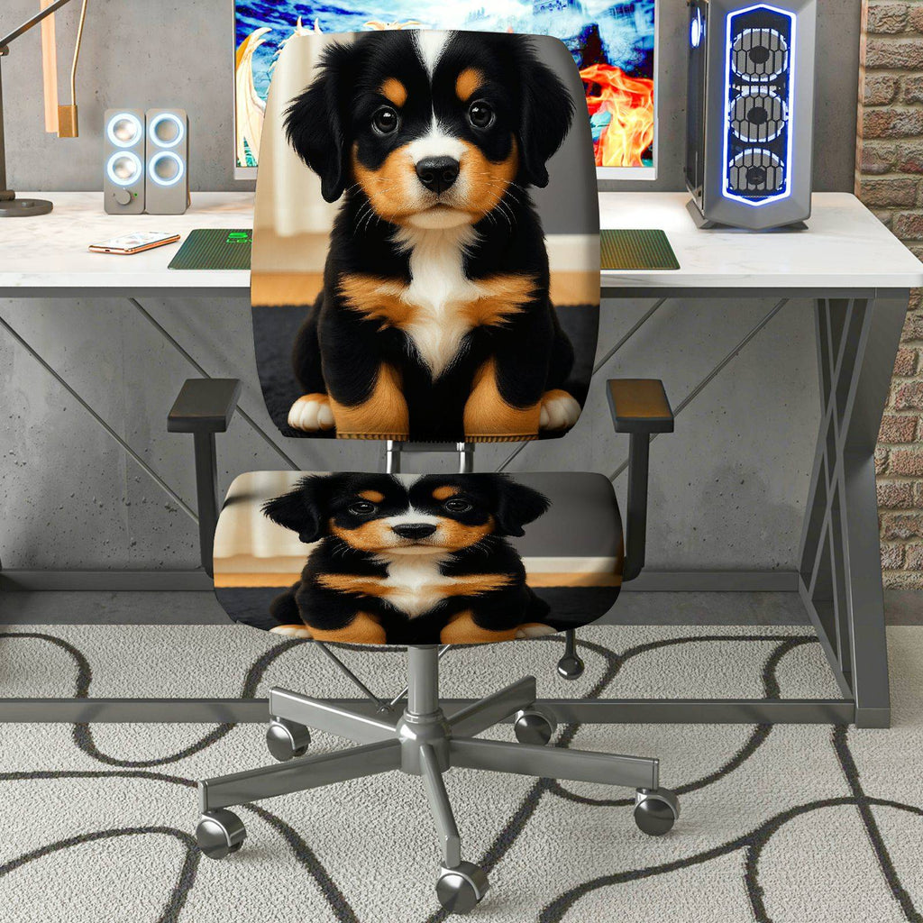 2-Piece Adorable Puppy Animal Design  Computer Chair Cover Set, Seat and Backrest