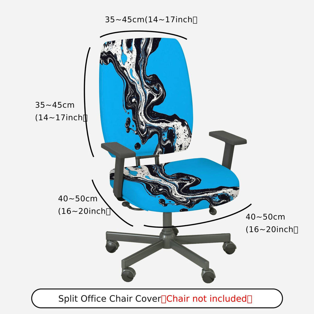 2-Piece Abstract Blue Artistic Modern Stylish  Computer Chair Cover Set, Seat and Backrest