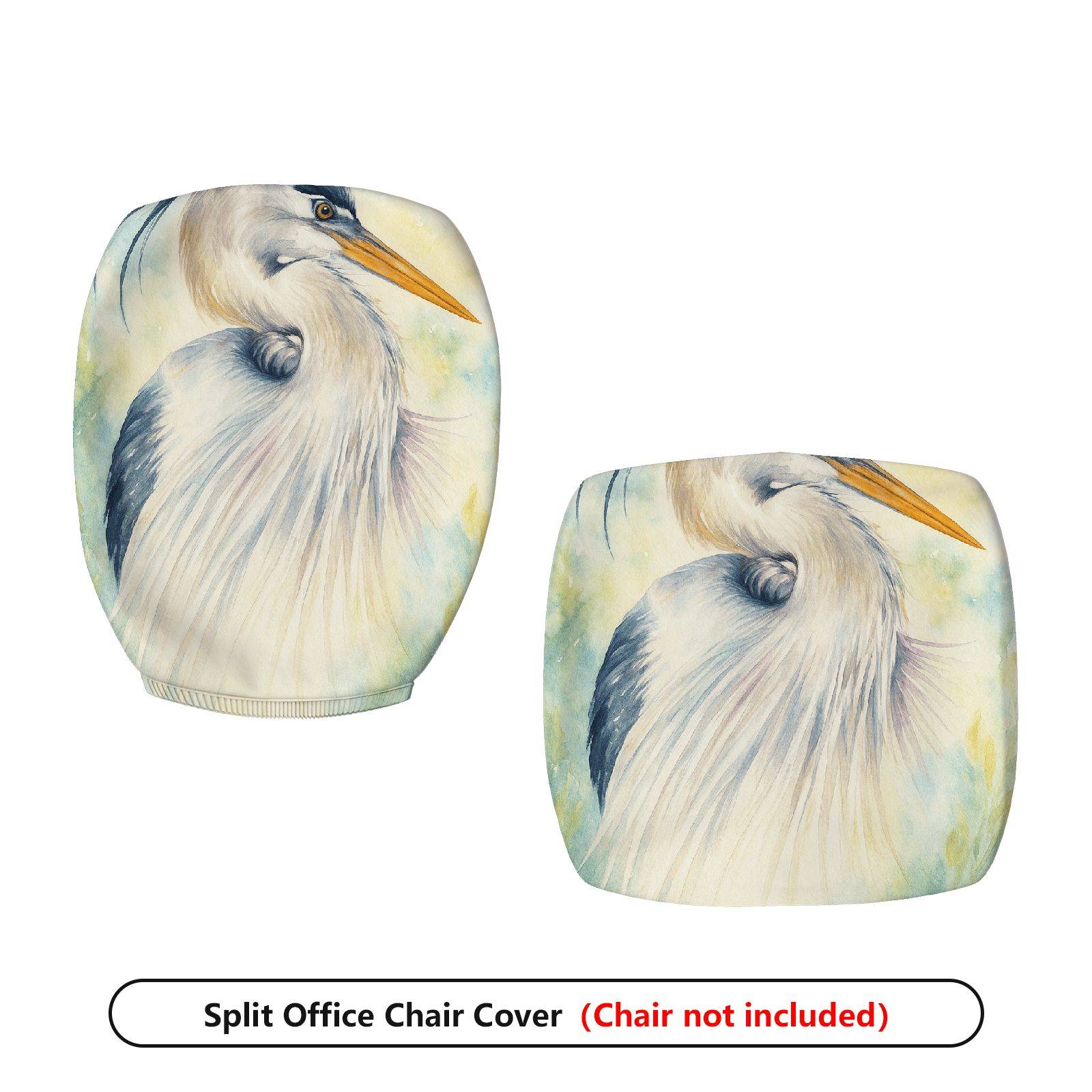 2-Piece Animal Bird Art Elegant Nature  Computer Chair Cover Set, Seat and Backrest