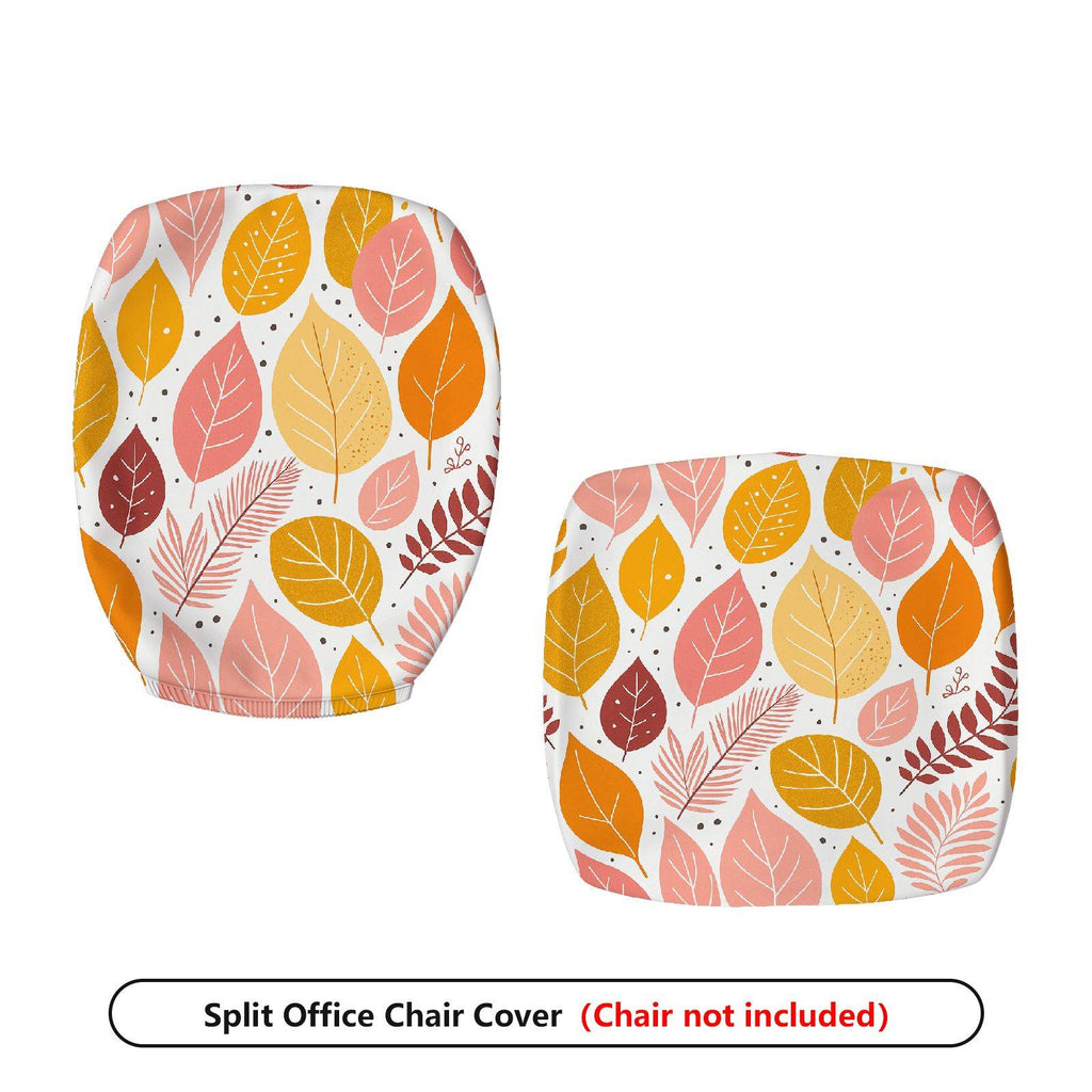 2-Piece Autumn Leaves Pattern Rotating Home  Computer Chair Cover Set, Seat and Backrest