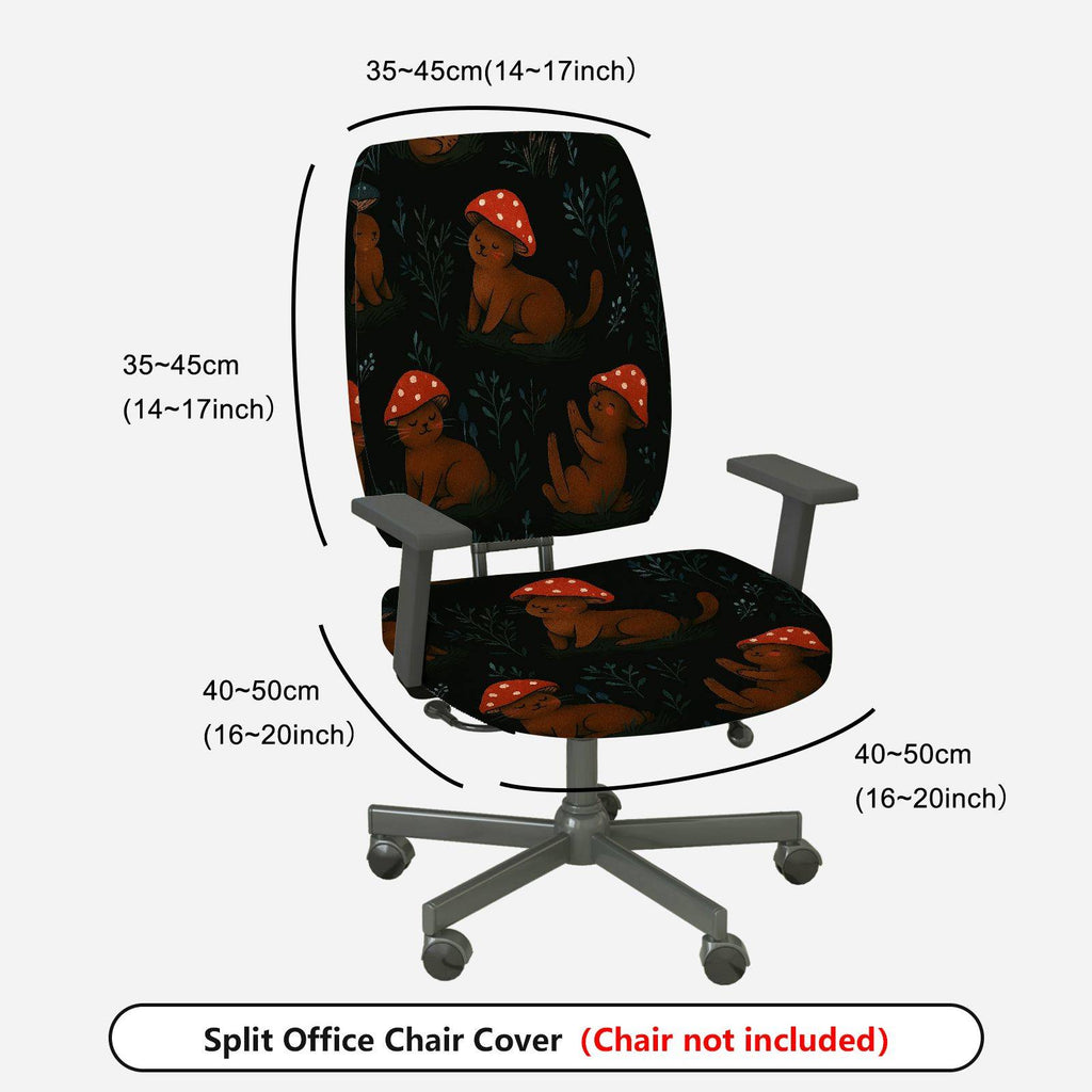 2-Piece Animal Mushroom Forest Pattern  Computer Chair Cover Set, Seat and Backrest