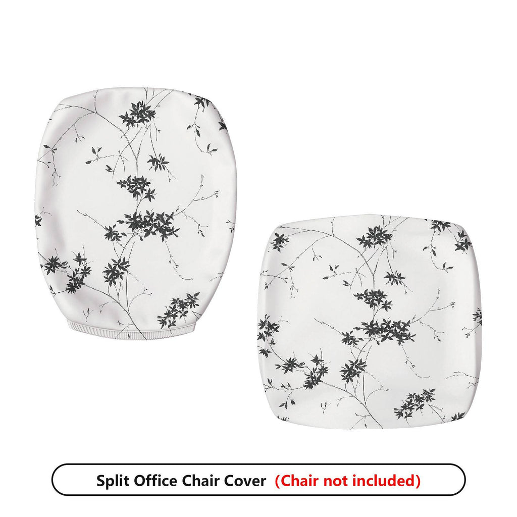 2-Piece Black Floral Printed Modern Elegant Decorative  Computer Chair Cover Set, Seat and Backrest
