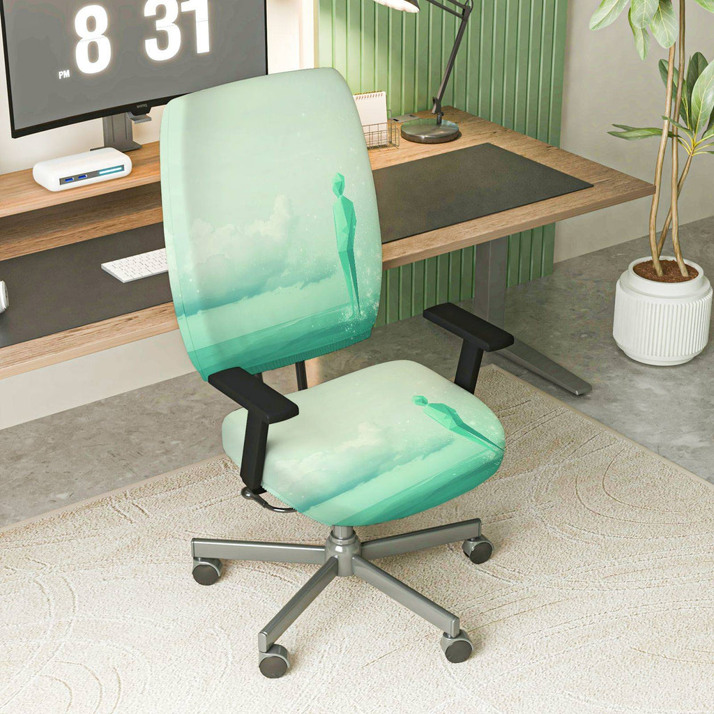 2-Piece Artistic Cloud Figure Pastel Abstract Modern  Computer Chair Cover Set, Seat and Backrest