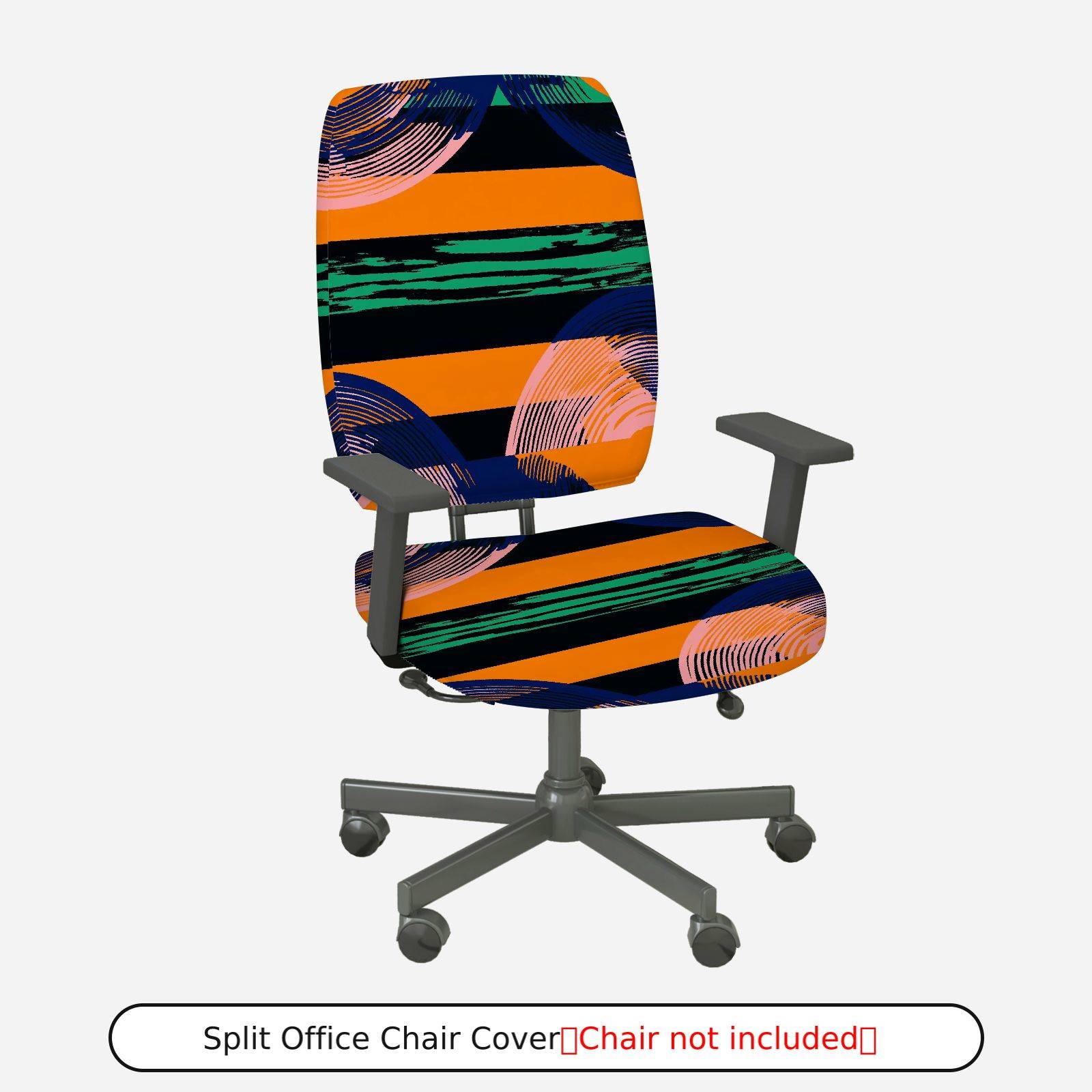 2-Piece Abstract Geometric Stripe Colorful Pattern  Computer Chair Cover Set, Seat and Backrest