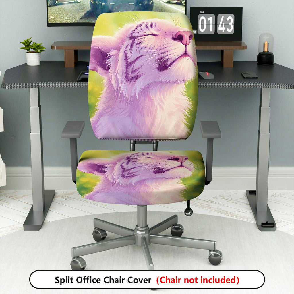 2-Piece Animal Tiger Pattern Scenic Colorful Relaxed  Computer Chair Cover Set, Seat and Backrest