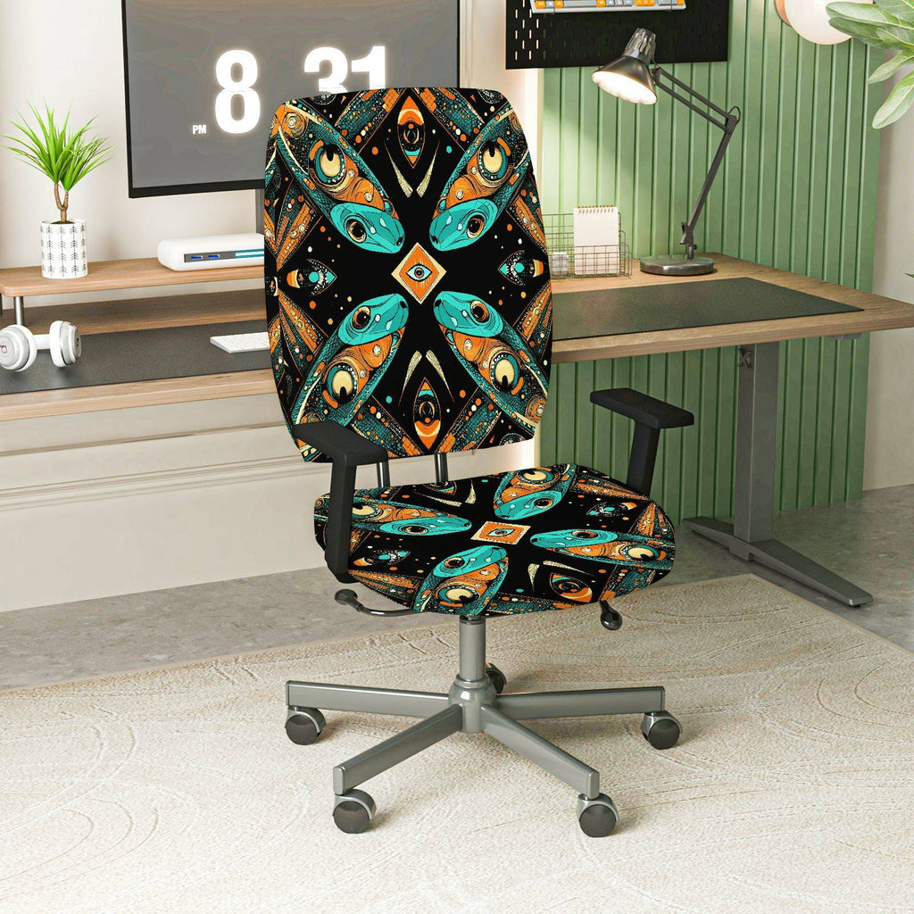 2-Piece Decorative Colorful Geometric Abstract Pattern  Computer Chair Cover Set, Seat and Backrest