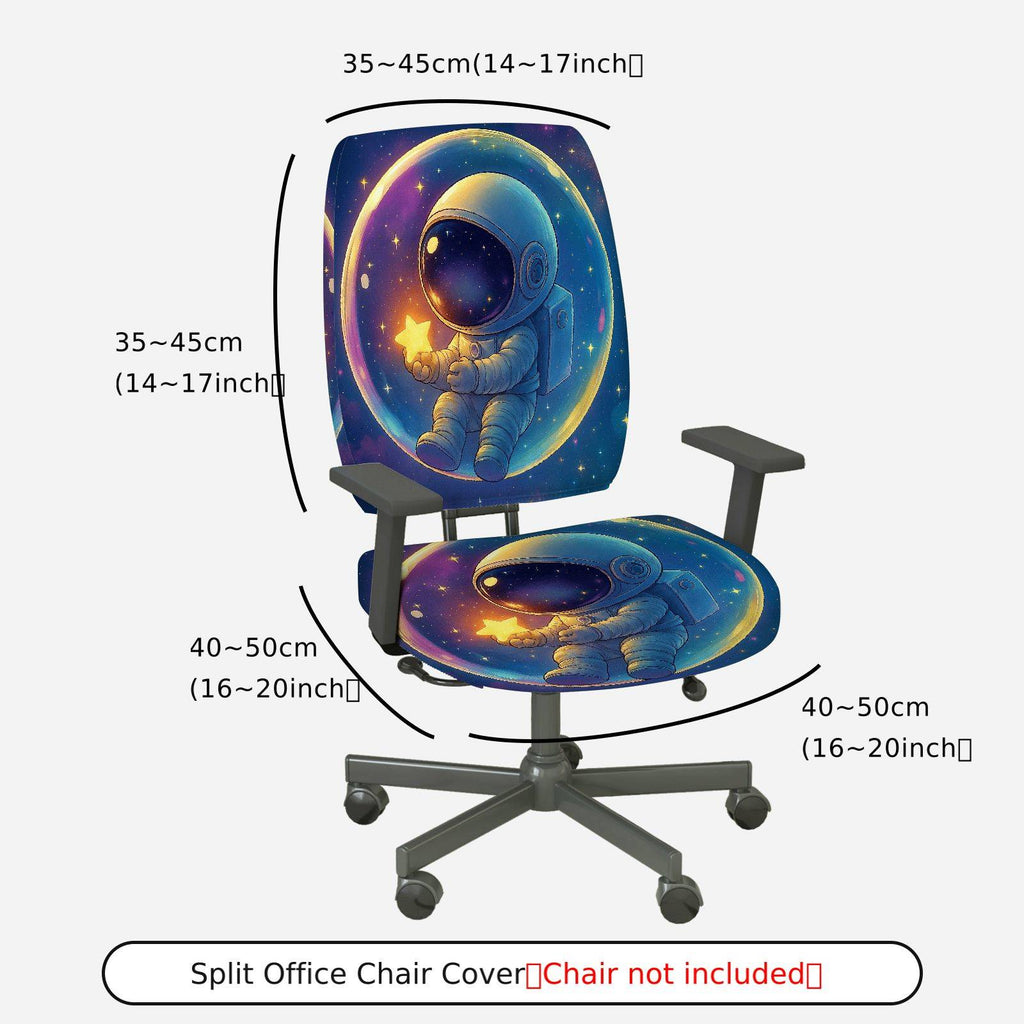 2-Piece Astronaut Star Galaxy Space  Computer Chair Cover Set, Seat and Backrest