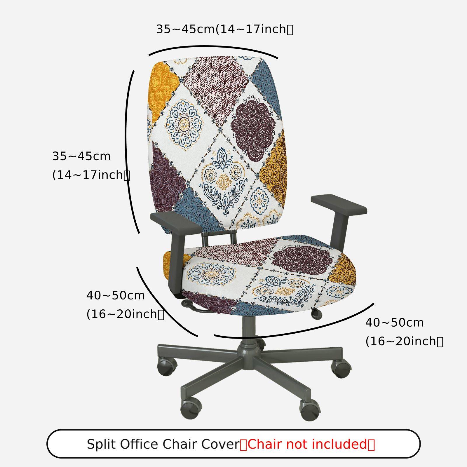 2-Piece European Geometric Floral Decorative  Computer Chair Cover Set, Seat and Backrest