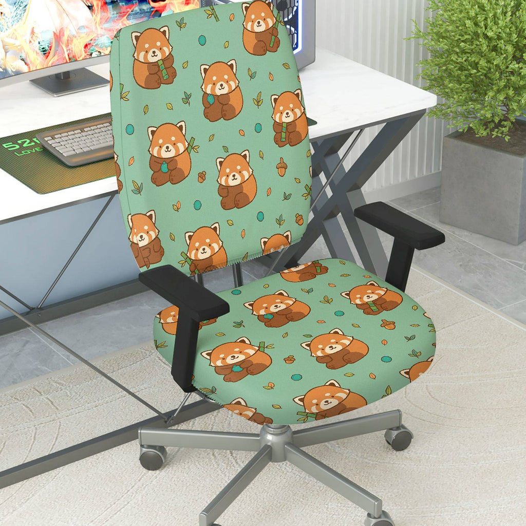 2-Piece Animal Leaf Cute Playful Cozy  Computer Chair Cover Set, Seat and Backrest