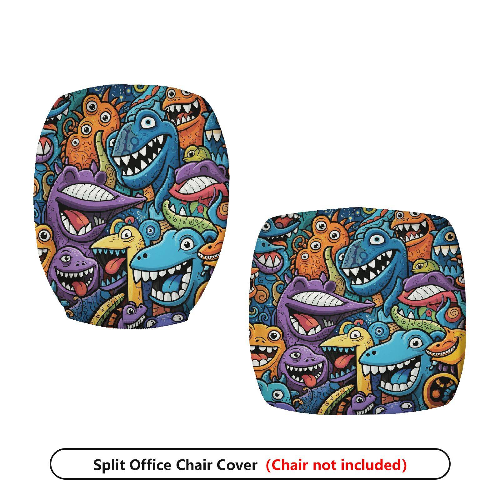 2-Piece Animal Fun Colorful Vibrant Pattern  Computer Chair Cover Set, Seat and Backrest