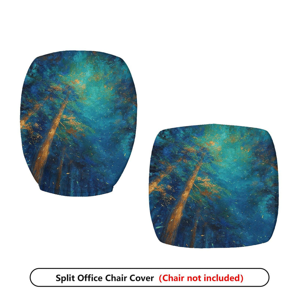 2-Piece Abstract Art Oil Painting Forest Scenery  Computer Chair Cover Set, Seat and Backrest