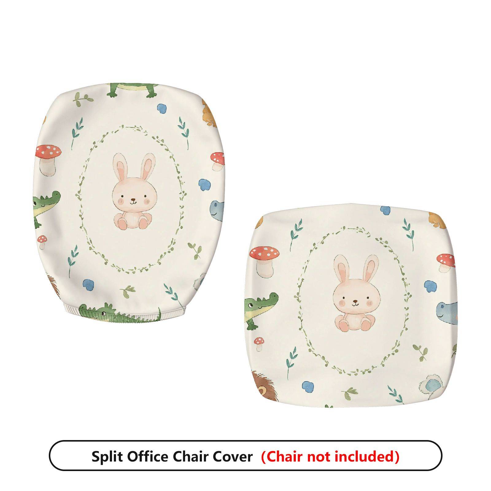 2-Piece Cute Animal Rabbit Dinosaur Mushroom Forest  Computer Chair Cover Set, Seat and Backrest