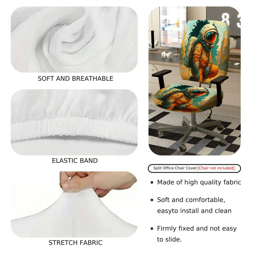 2-Piece Astronaut Space Art Urban Starry  Computer Chair Cover Set, Seat and Backrest