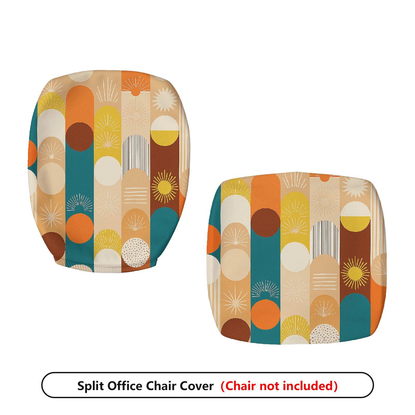 2-Piece Geometric Abstract Colorful Pattern Modern  Computer Chair Cover Set, Seat and Backrest