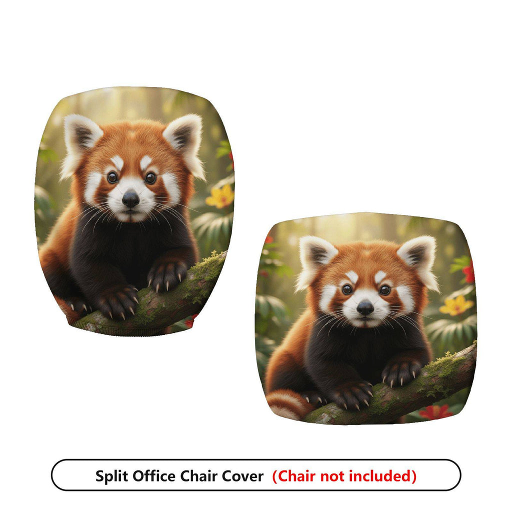 2-Piece Adorable Red Panda Nature Whimsical Animal Woodland  Computer Chair Cover Set, Seat and Backrest