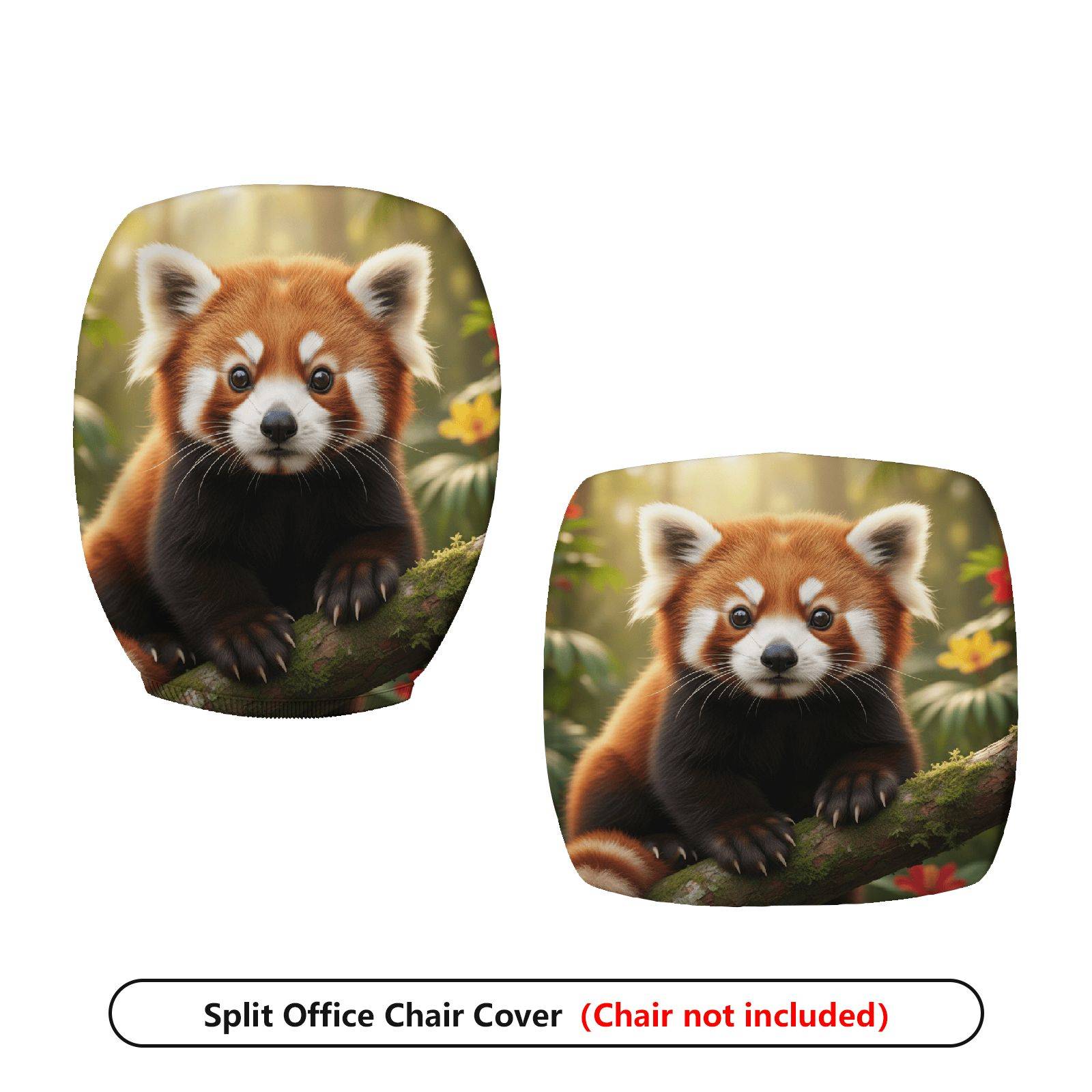 2-Piece Adorable Red Panda Nature Whimsical Animal Woodland  Computer Chair Cover Set, Seat and Backrest