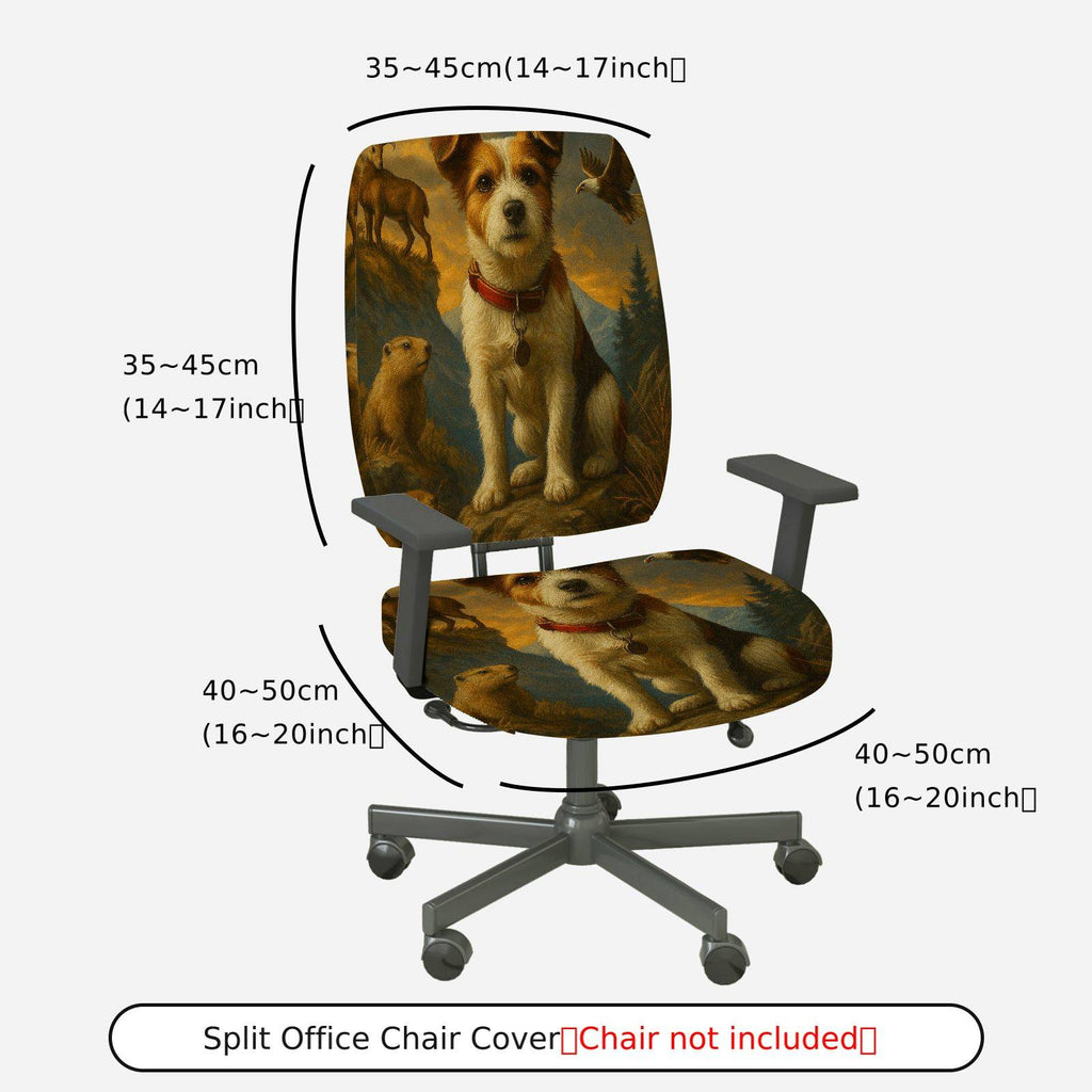 2-Piece Animal Nature Art Dog Wildlife  Computer Chair Cover Set, Seat and Backrest